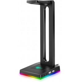 Havit RGB Headphones Stand with 3.5mm AUX and 2 USB Ports, Headphone Holder for Gamers Gaming PC Accessories Desk