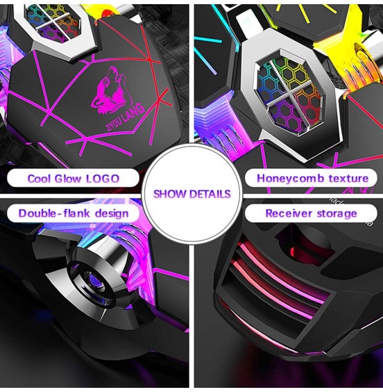 Wireless Gaming Mouse Rechargeable,RGB Multi-Colour Backlit Game Mice with 7 Buttons Computer Accessories,2.4G Silent Optical,3 Adjustable DPI Game Mouse Power Saving Mode for Laptop/PC/Notebook