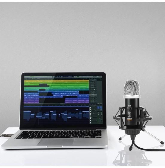 GUDEHOLO USB Microphone for Computer with Adjustment Arm Stand, Mute Button, USB Mic for Gaming, Podcast, Live Streaming, YouTube on PC, Fits for Windows &amp; PC, not for Phone