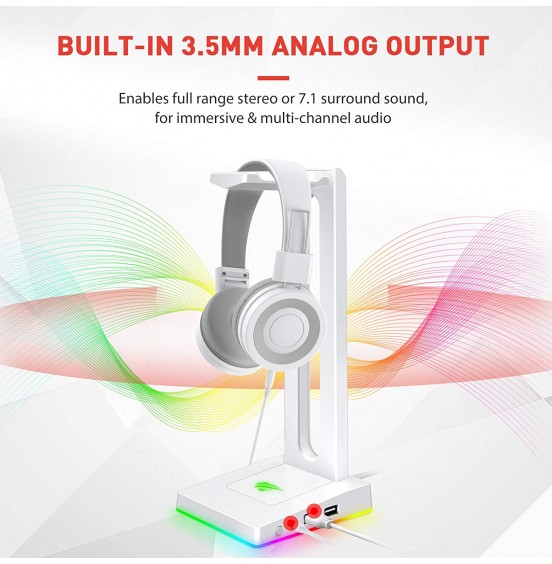 Havit RGB Headphones Stand with 3.5mm AUX and 2 USB Ports, Headphone Holder for Gamers Gaming PC Accessories Desk