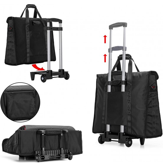 CURMIO Rolling Carrying Bag with Wheels Compatible with Apple iMac 27 inch Desktop Computer, Detachable Trolley Storage Case Compatible with iMac 27вЂќ Monitors and Accessories, Black (Patented Design)