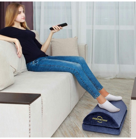 Foot Rest for Under Desk at Work , Ergonomic Memory Foam Foot Stool Cushion for Home Office, Gaming, Computer - Adjustable 2 Heights Under Desk Footrest with Breathable Washable Cover by AMERIERGO