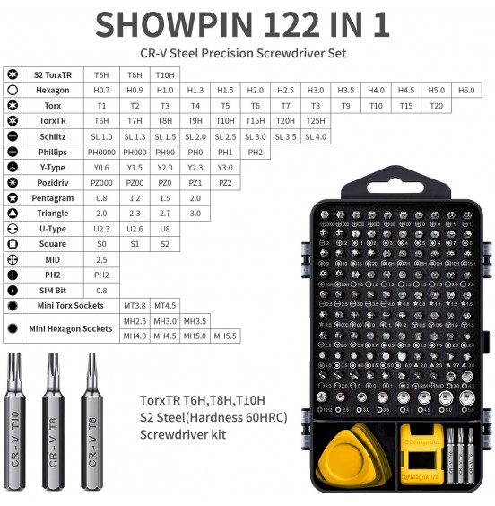 Computer Repair Kit, 122 in 1 Magnetic Laptop Screwdriver Kit, Precision Screwdriver Set, Small Impact Screw Driver Set with Case for Computer, Laptop, PC, for iPhone, Watch, Ps4 DIY Hand Tools -Grey