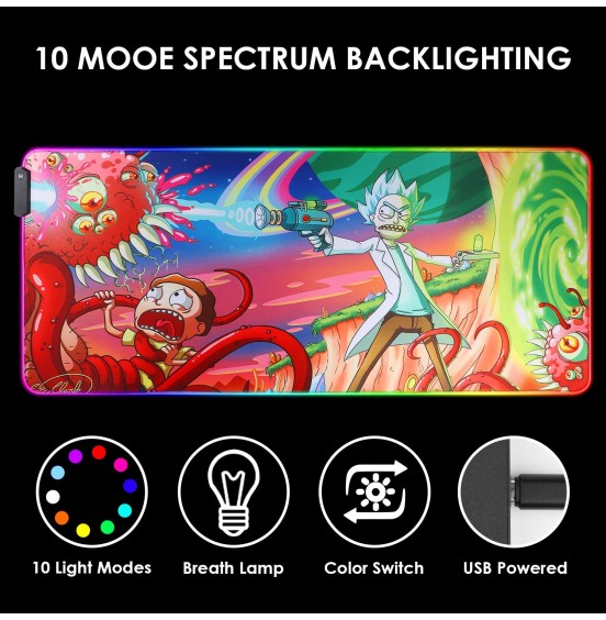 Bimormat RGB Mouse Pad LED Light Gaming Mouse Pad with Rubber Base Colorful Computer Carpet Desk Mat for PC Laptop (35.4 15.7 inch) (9040rkmomo)