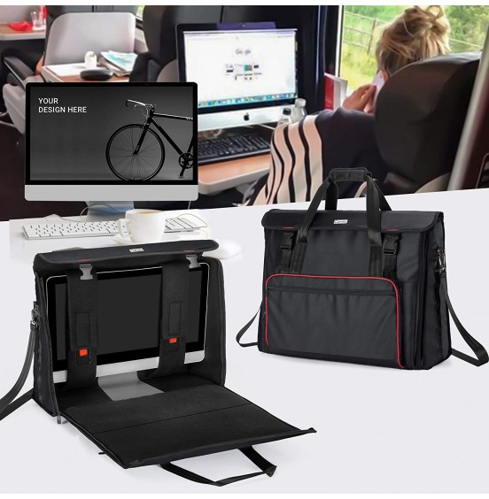 CURMIO Rolling Carrying Bag with Wheels Compatible with Apple iMac 27 inch Desktop Computer, Detachable Trolley Storage Case Compatible with iMac 27вЂќ Monitors and Accessories, Black (Patented Design)