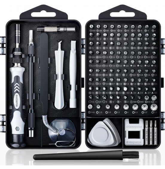 Computer Repair Kit, 122 in 1 Magnetic Laptop Screwdriver Kit, Precision Screwdriver Set, Small Impact Screw Driver Set with Case for Computer, Laptop, PC, for iPhone, Watch, Ps4 DIY Hand Tools -Grey